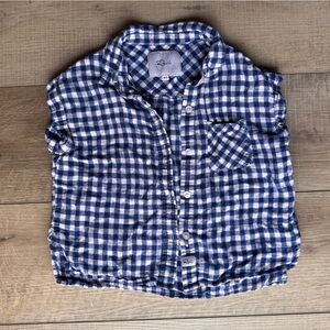 Rails GIRLS Gingham Blue and White Plaid Shirt Size 6-7 Anthropologie